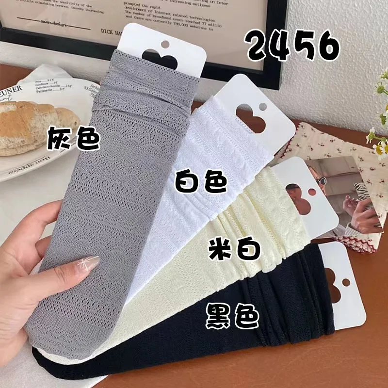 1/4 Paar Damen-Socken mit Spitzenbesatz, kniehohe Socken, Sommer-Hohldesign, leicht, atmungsaktiv, weich, bequem, Freizeitsocken Image