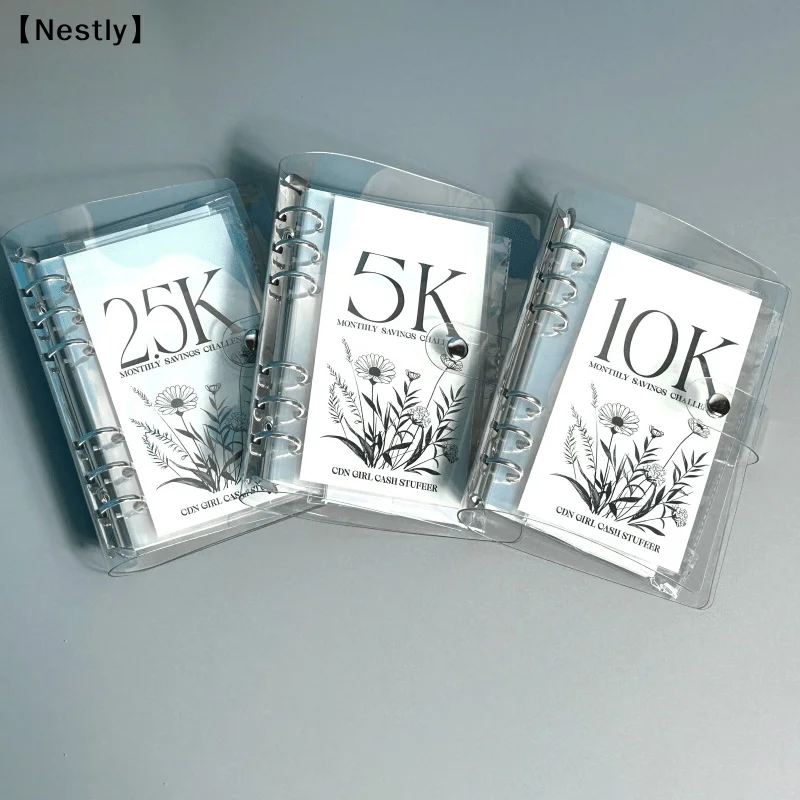 Vertikales Sparbuch mit sechs Fächern, Eisenklammer-Aufbewahrungsalbum, Einzelgitter-Kartenalbum, PVC-Loseblattbuch, kleines Kartenbuch [Nest] Image