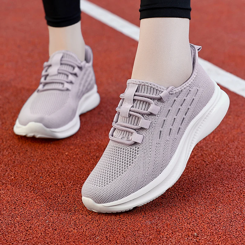 Klassische Damenschuhe, Sommer-Sport-Flach-Sneaker zum Gehen, Schnürschuhe, atmungsaktive Outdoor-Laufschuhe, Größe 35–42