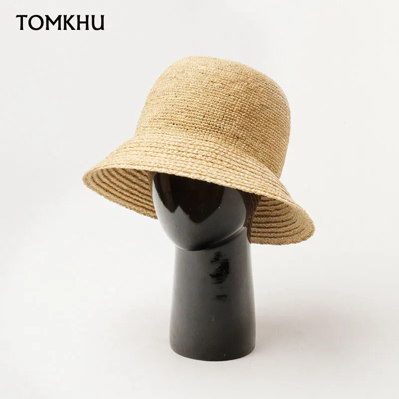 Primavera estate nuovo rafia naturale fatto a mano moda pescatore cappello da pescatore per le donne sport all'aria aperta cappello da sole cappello da bacino Harajuku K Pop