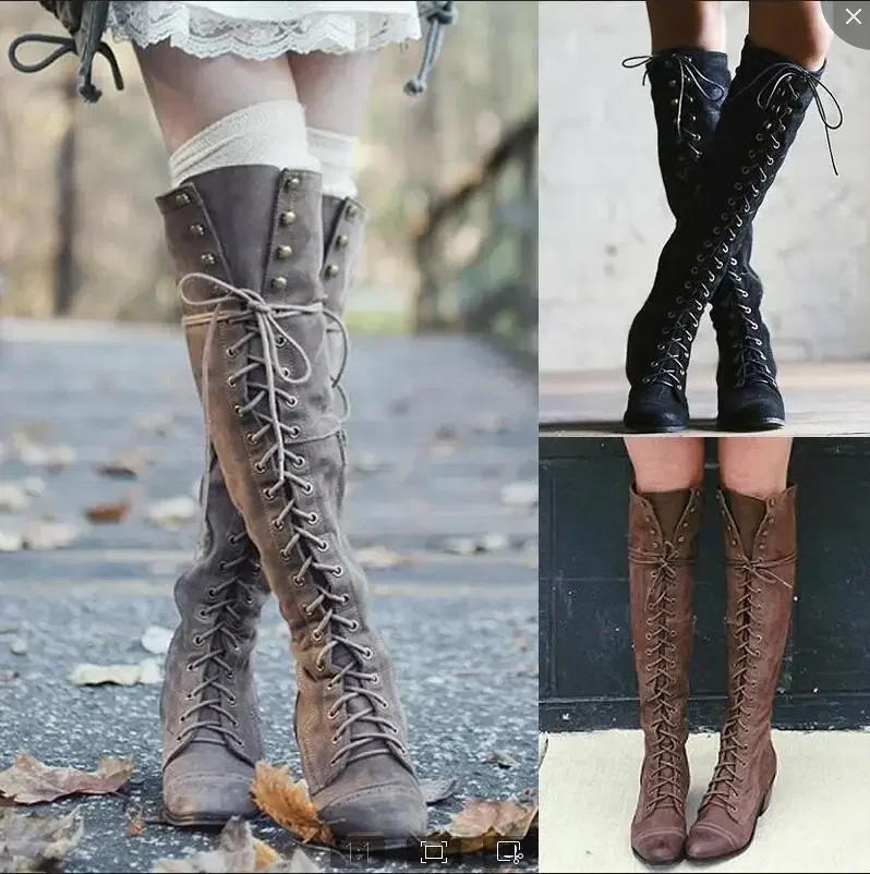 Mittelalterliches Kostüm Ritterstiefel Wikinger Cosplay Larp Schuhe PU Leder Krieger Damen Cosplay Fancy Boot Karneval Party Steampunk