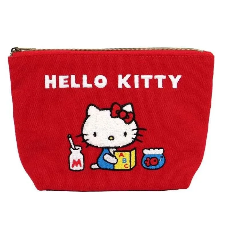 Kawaii Hello Kitty Kosmetiktasche mit Reißverschluss, Canvas-Tasche, Aufbewahrungstasche, Sanrio Geschenkspielzeug für Mädchen Image
