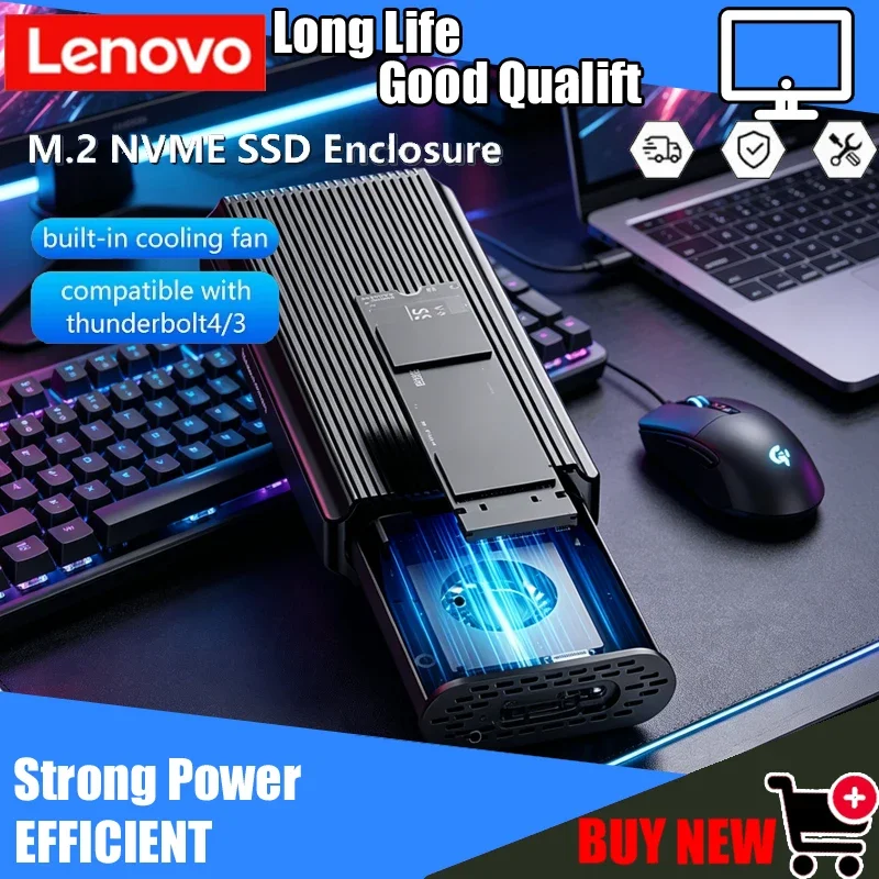 Lenovo USB4 40Gbps M.2 NVMe SSD-Gehäuse, PCIe 4.0 Hochgeschwindigkeit mit Kühlventilator, Kompatibel mit Thunderbolt 4/3 Image