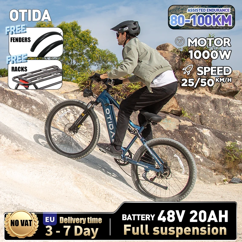 OTIDA HT27 1000W 50KM/H E-Bike 27,5 Zoll City-Elektrofahrrad 48V20AH Lithium-Batterie Elektro-Mountainbike Motorrad für Erwachsene Image