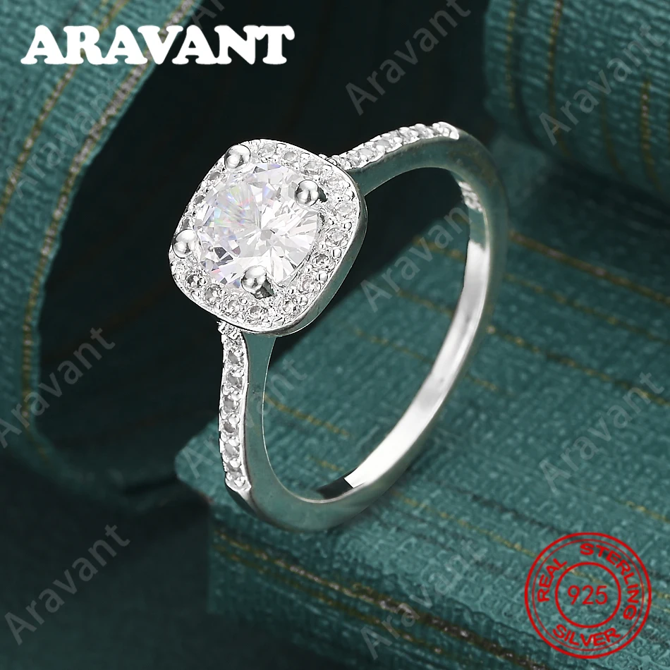 Quadratischer Zirkonring aus 925er Sterlingsilber (7-10 # ) - Vintage-Stil, personalisiertes Accessoire, Geschenk, Schmuck Image