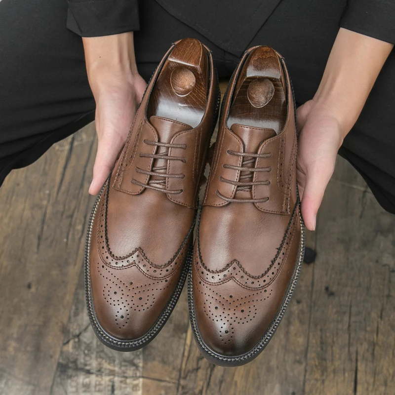Chaussures Oxford à bout aile en cuir gris faites à la main pour hommes, chaussures habillées pour hommes, chaussures classiques de cérémonie pour hommes, chaussures formelles pour hommes, chaussure