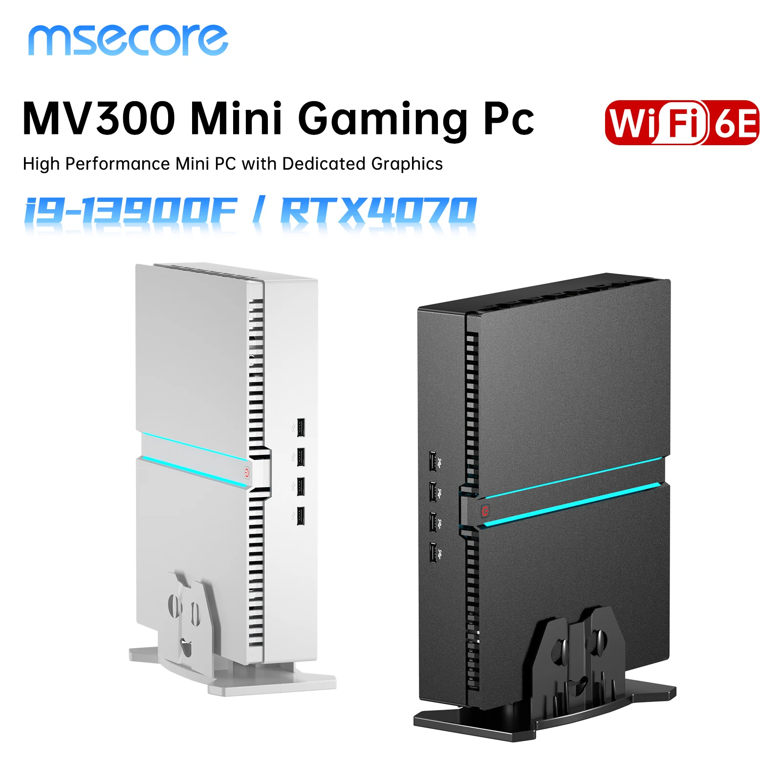 MSECORE MV300 Intel Core I7 I9 RTX4070 12G Dedicated Card Gaming Mini PC Office Desktop Computer DDR5 NVME4.0 WiFi6E BT5.3 HD 8K