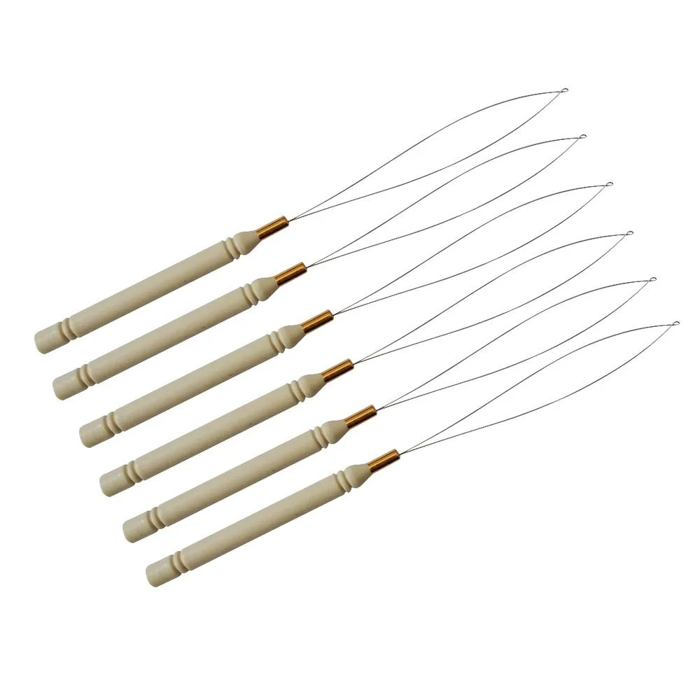 Haarverlängerungs-Loop-Mikroringe, Verbindungsperlen, Nadel-Einfädelhaken, Drahtziehwerkzeug für Haarverlängerungs-Tools Image