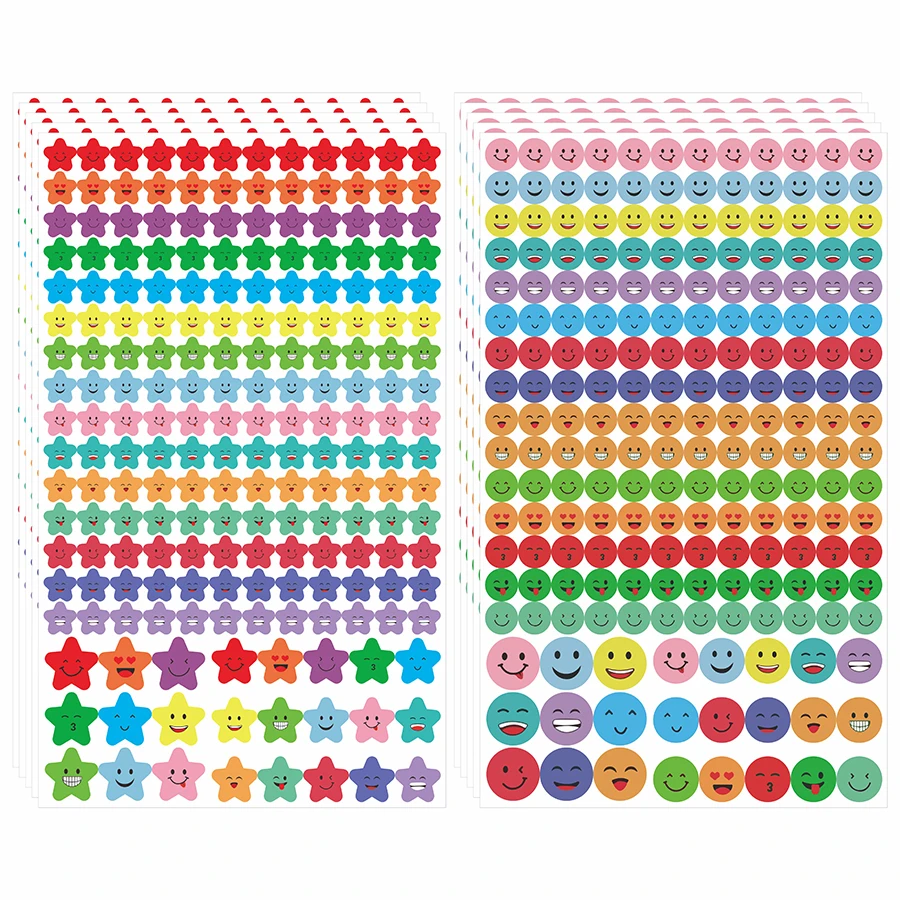 2040-teiliges Set Bunte Ausdruckssticker, Runde und Sternförmige Etiketten für Verpackungen, Diagramme, Tagebücher und Organisationszwecke Image