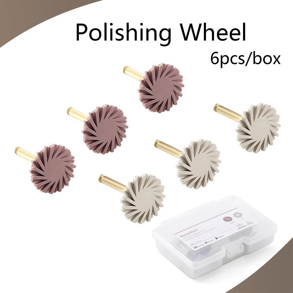 6 Stück/Box Dental Diamant-Silikon-Verbundstoff Polierspiralrad, RA 2,35mm, für Winkelstück Keramik-Polierbürste Image