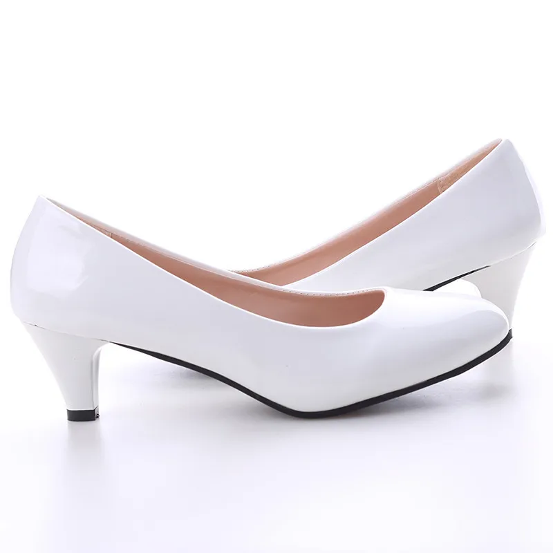 Shoes Ladies Pumps Medium Heel Nude Sexy High Heels Weeding Shoes Women Office Work White Pumps Party Shoes High Quality