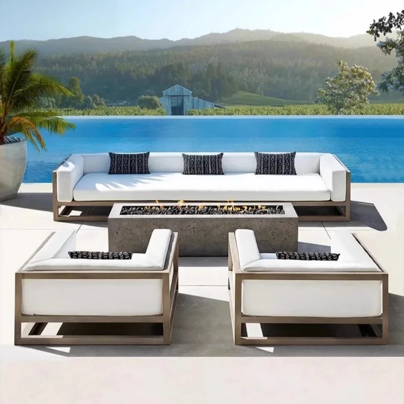 Modern Outdoor Aluminum Alloy Sofa Courtyard Leisure Garden Sofa Chairs Hotel Garden Outdoor Waterproof Sunscreen Furniture