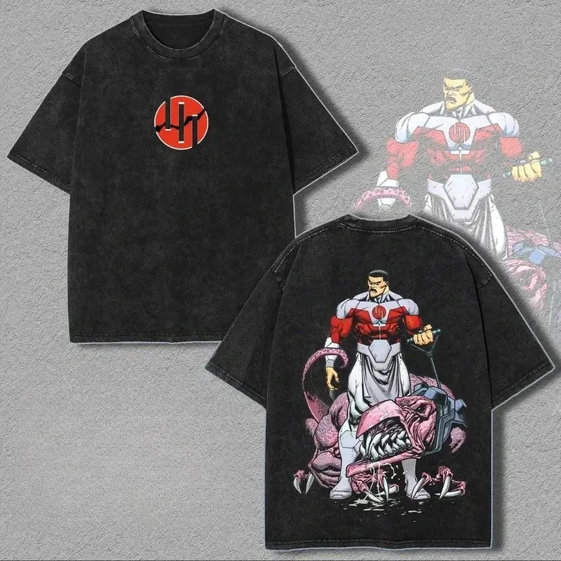 2026 Neues Unbesiegbares Grand Regent Thragg Unisex Washed Shirt, Sommer Vintage Baumwolle Y2k Mode Trendiges Oversize Grafik-T-Shirt Image