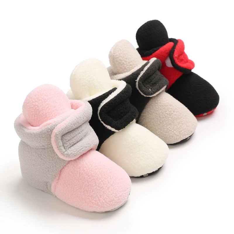 Herbst- und Winter-Babyschuhe aus Baumwolle mit warmem und dickem Fleece, Anti-Rutsch-Klettverschluss, Baby-Laufschuhe aus Baumwolle. Image