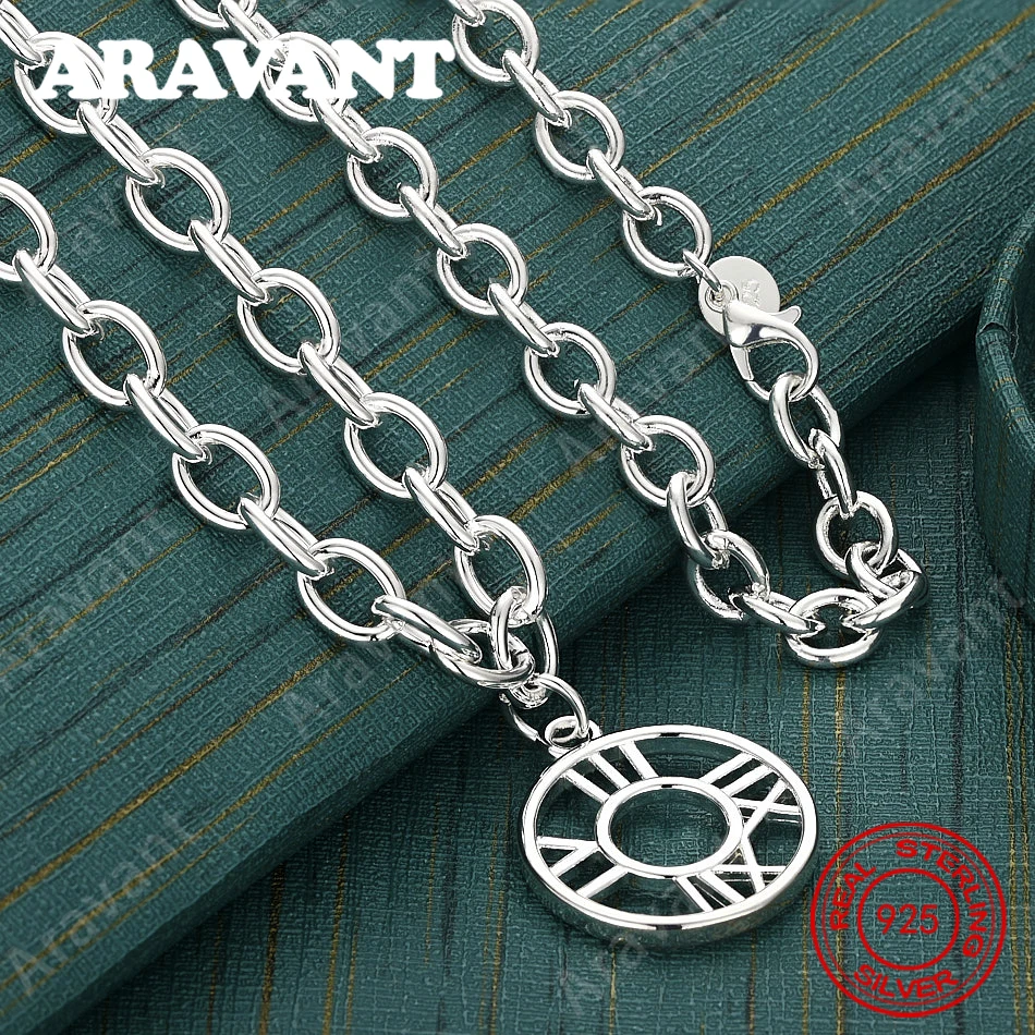 Halskette mit Anhänger aus 925er-Sterlingsilber mit römischen Ziffern und O-förmiger Kette, exquisiter und süßer Hochzeits- und Partyschmuck für Frauen. Image