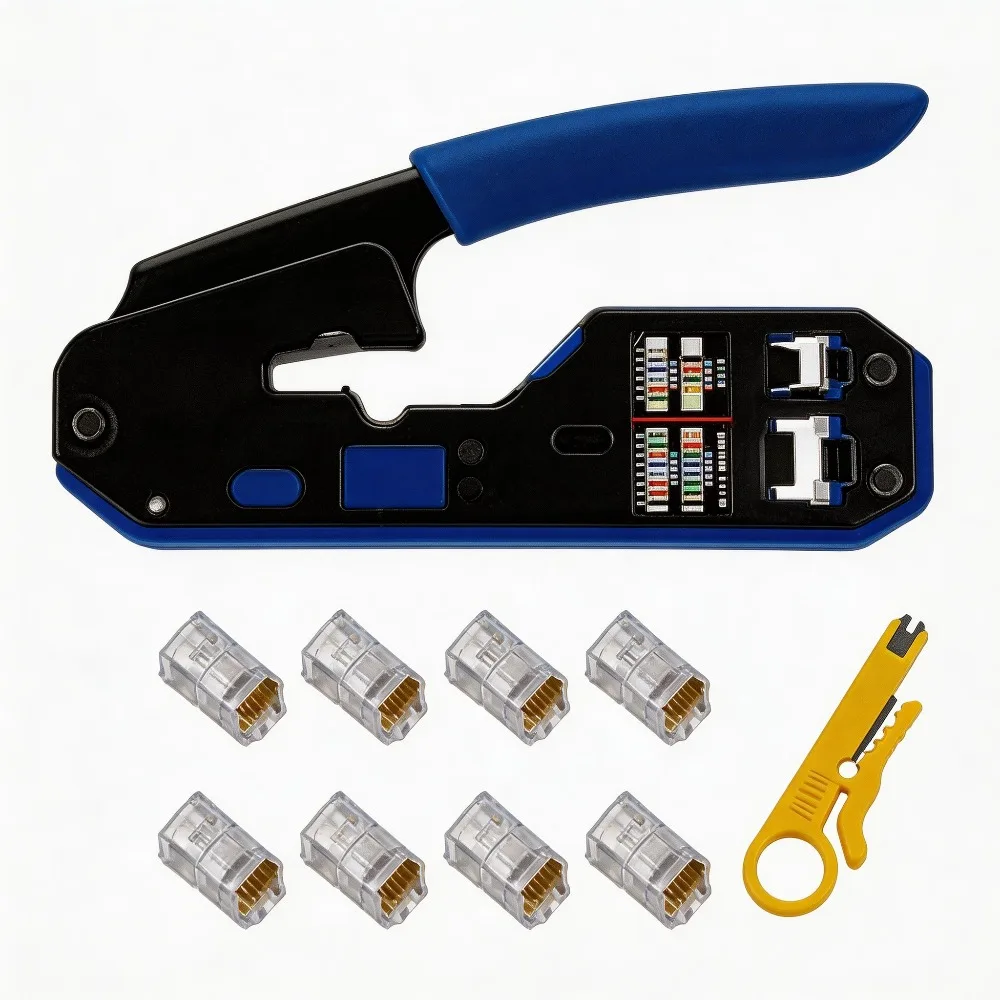 RJ45-Netzwerk-Crimper und Abisolierzange für RJ45 Cat6 Cat5E Cat5 RJ11 RJ12 Stecker Image