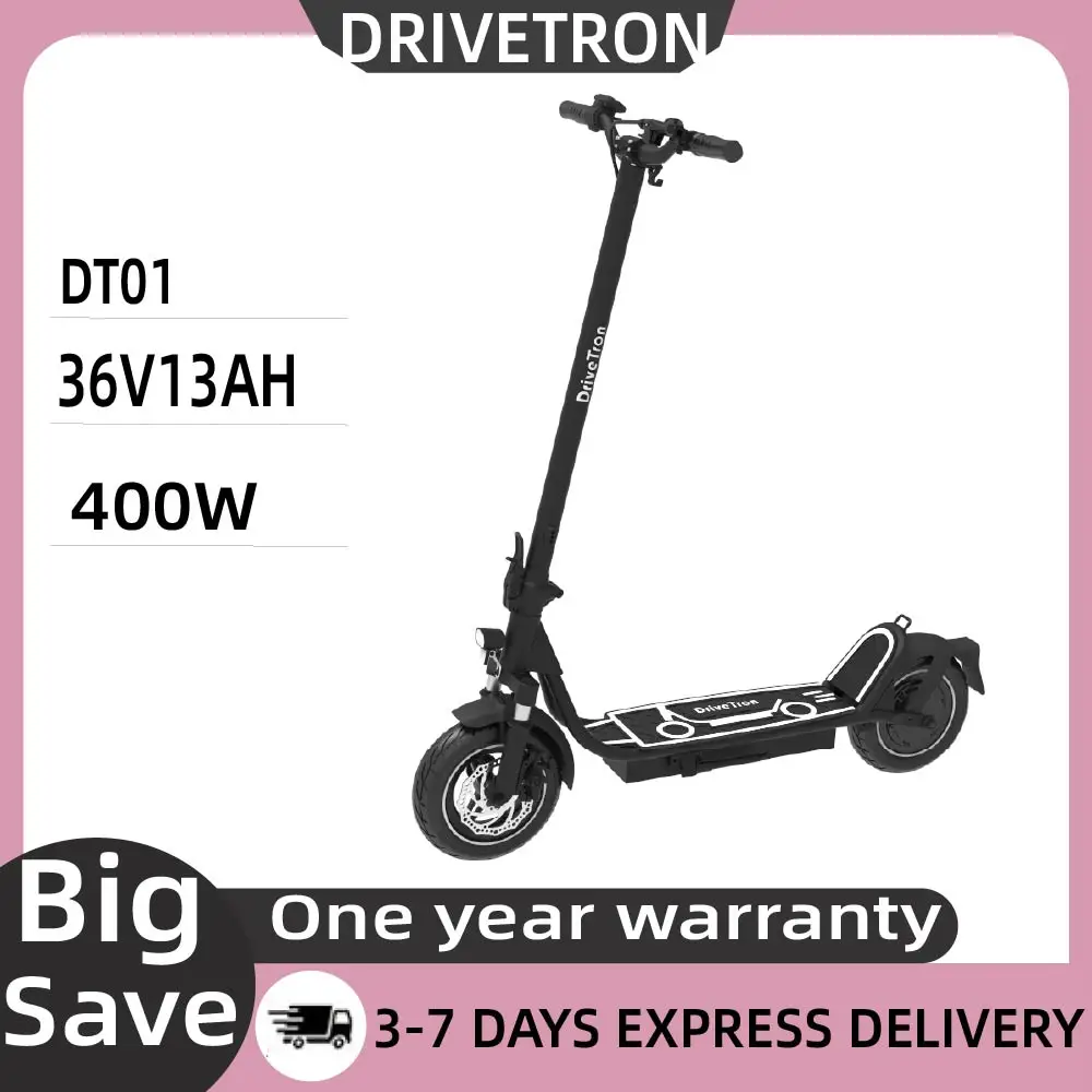 Drive Tron DT01 Erwachsenen-Elektroroller 10-Zoll Schlauchlose Reifen Höchstgeschwindigkeit 30km/h 18,6mph Große Reichweite 40KM 36V 13Ah 400W