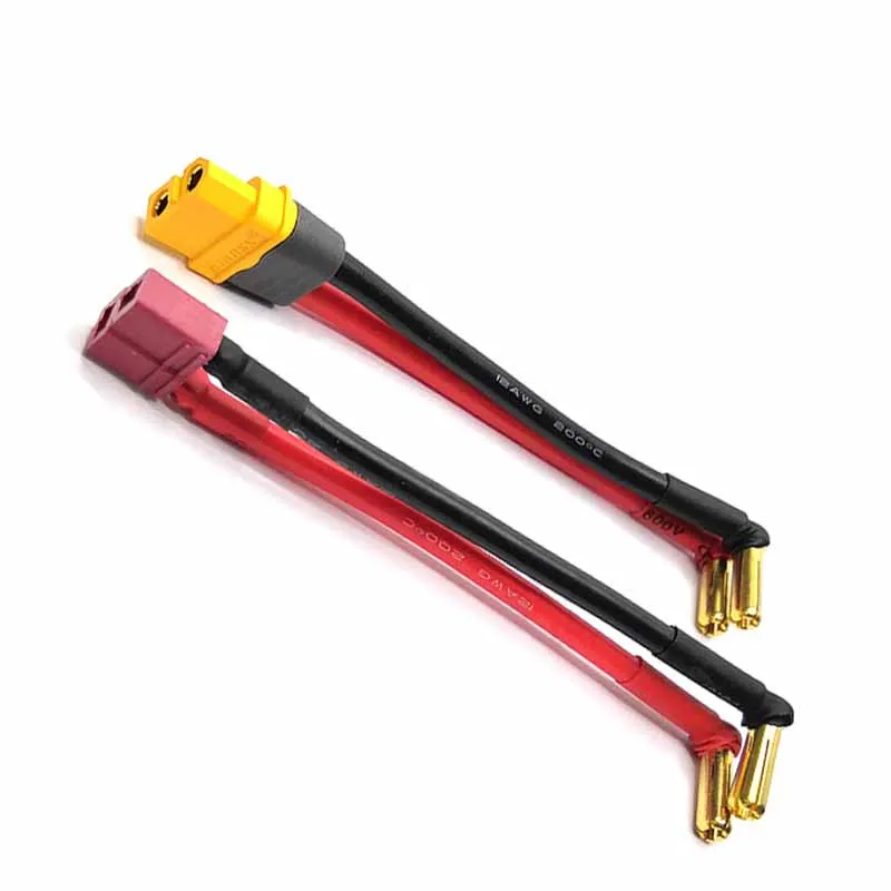 1PCS RC Batterie Adapter Kabel 4mm 5mm Rechtwinklig Geschweißt Banana Stecker auf XT60 T-stecker buchse mit 12AWG 10cm Draht Image