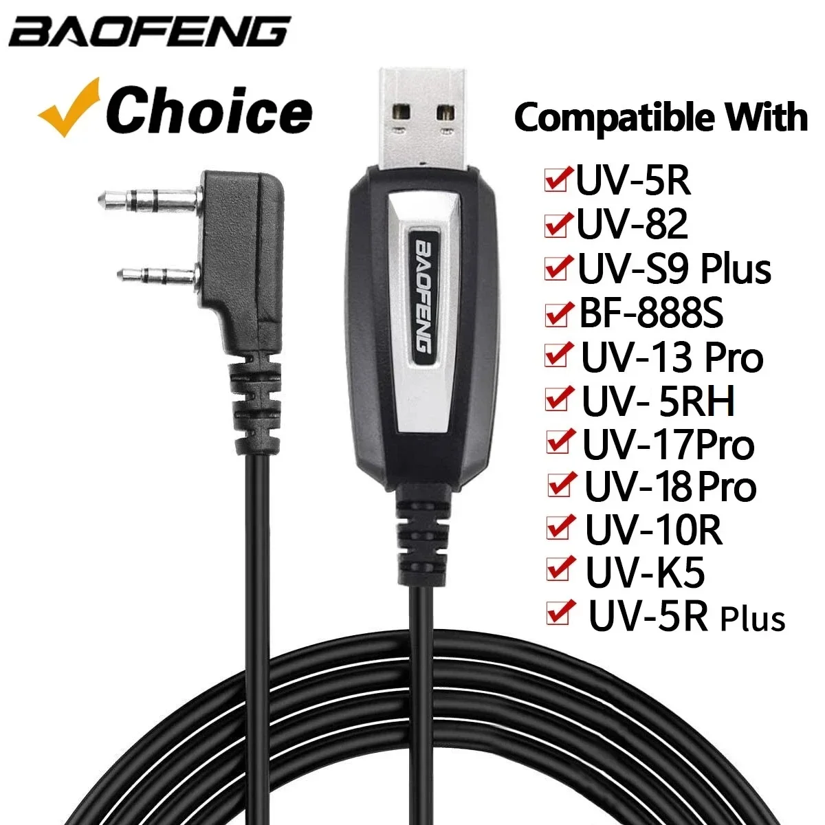 Original Baofeng USB-Programmierkabel mit Treiber-CD für UV-5R BF-888S 5RH 82 UV 17 21 PRO Quansheng UV-K5 UV-K6 Walkie-Talkie Image