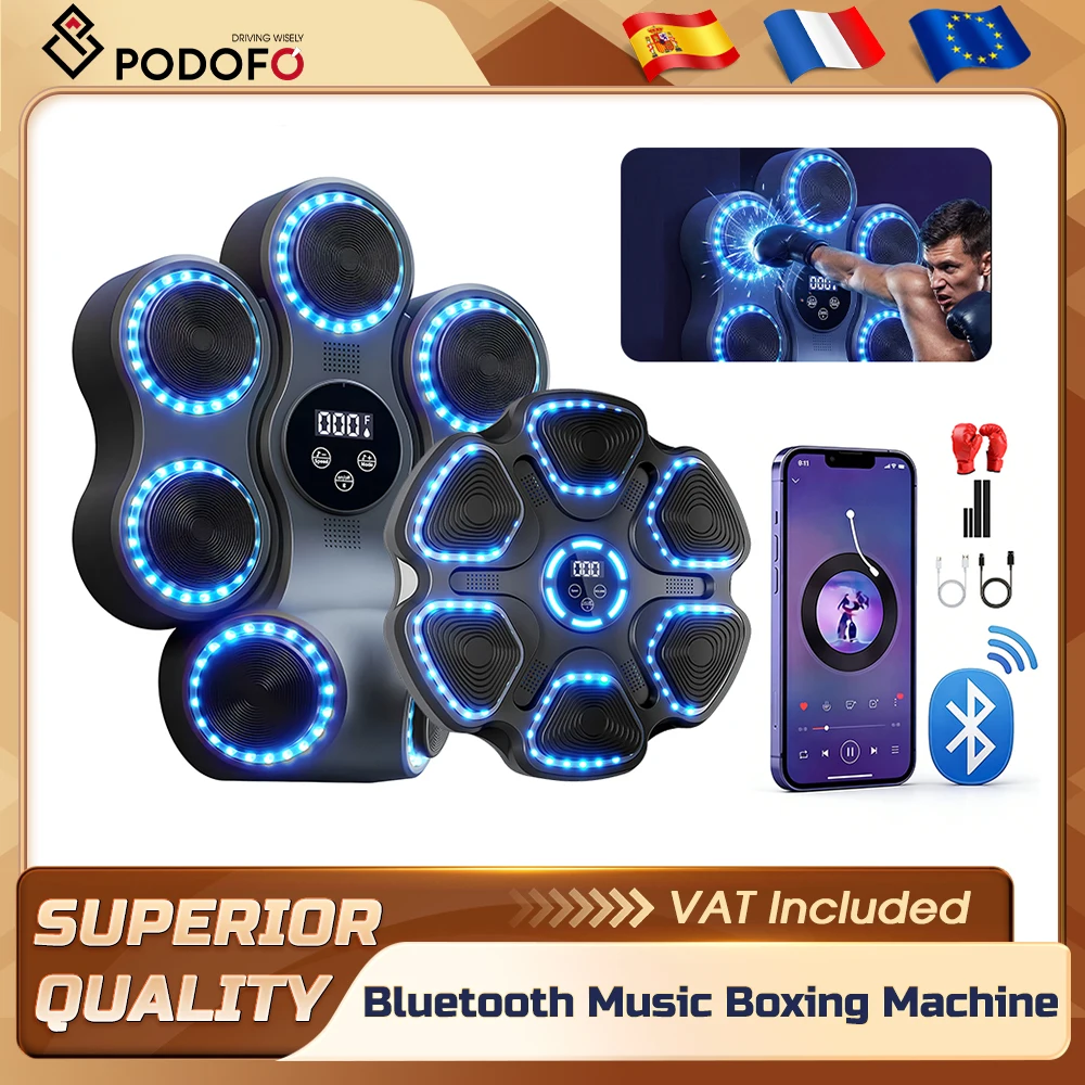 Podofo Nuova Macchina da Boxe Intelligente con Musica, Attrezzatura da Boxe da Parete Ricaricabile a 7 Target, per Palestra Domestica, per Adulti e Bambini