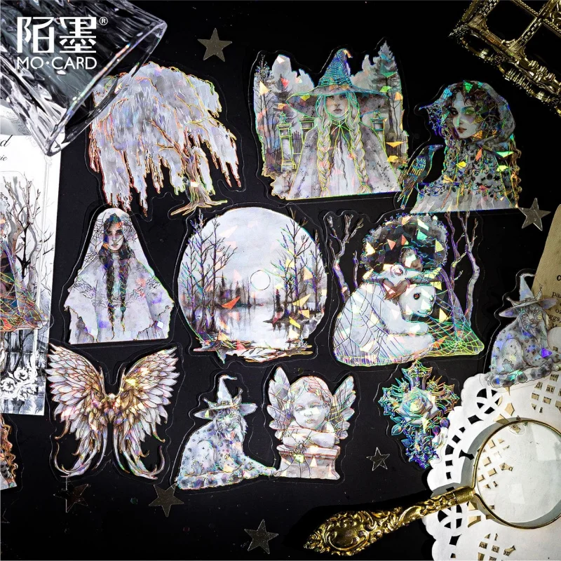 20 Stück/Set Dunkler Stil 3D Laser-Aufkleber-Set Gotische DIY Scrapbooking Journal Dekorative Aufkleber Bastelbedarf Image