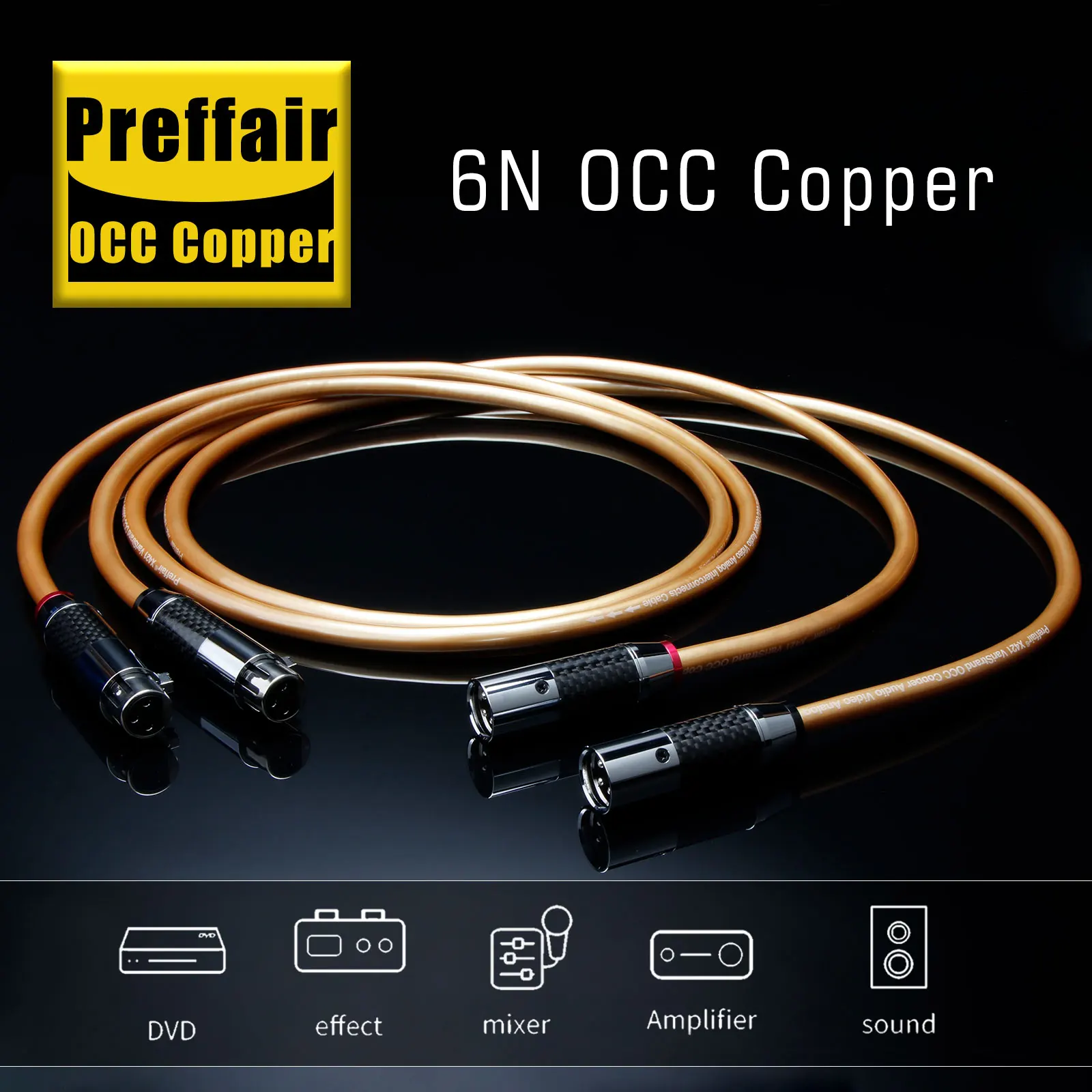 Cavo XLR Cavo audio HiFi OCC XLR 5C Placcato oro Interconnessione a 3 pin Connettore Xlr bilanciato maschio-femmina per microfono DAC