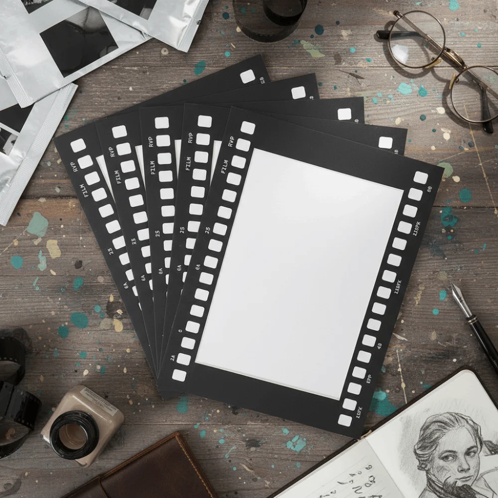 5 Stück Kreative Retro-Filmrahmen 6 Zoll/7 Zoll Handgefertigte Fotorahmen Quadratischer Dekorativer Rahmen Geschenk Image
