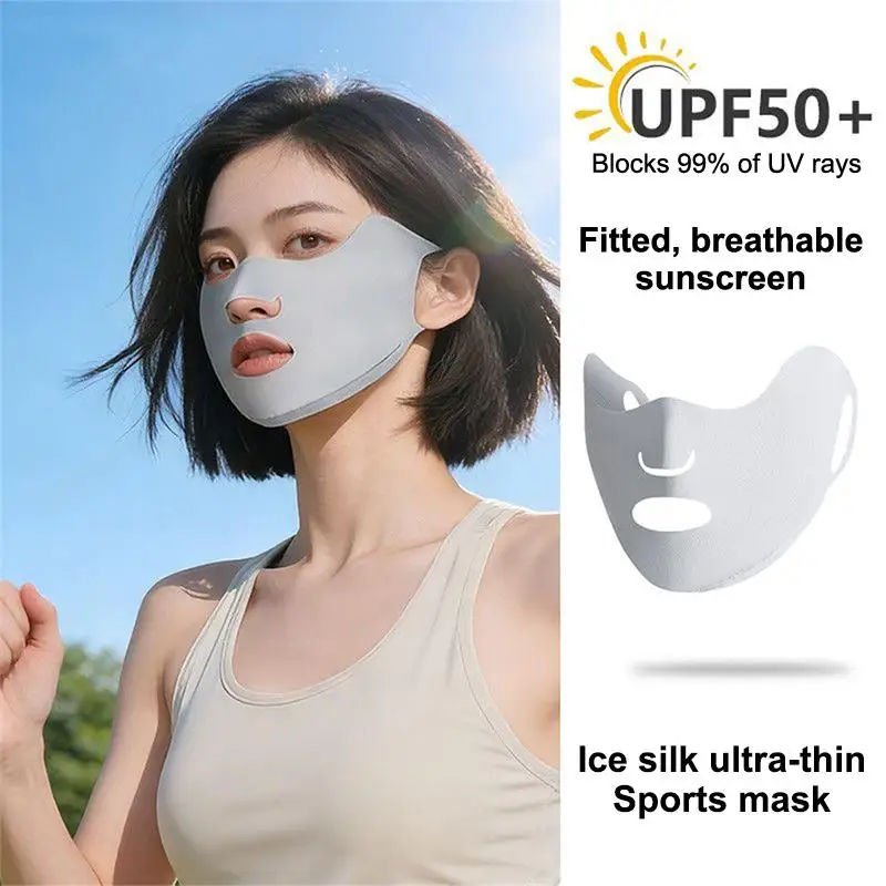 【xxx】 Neue atmungsaktive Maske aus Eisseide, waschbar, staubdicht, Sonnenschutzmaske, Anti-UV-Gesichtsmaske zum Reiten, schützt die Ecken der Augen Image