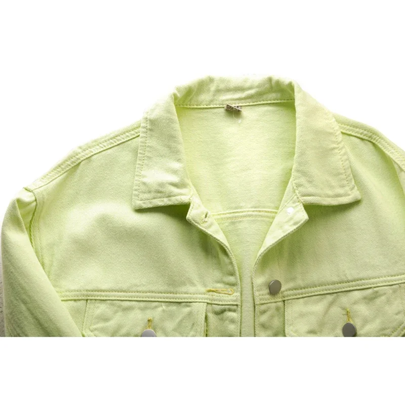 Mode Licht Grün Große Tasche Denim Jacken Frauen Lose Kurze Cowboy Oberbekleidung Frühling Herbst Koreanische Jeans Jacke Mantel Weibliche