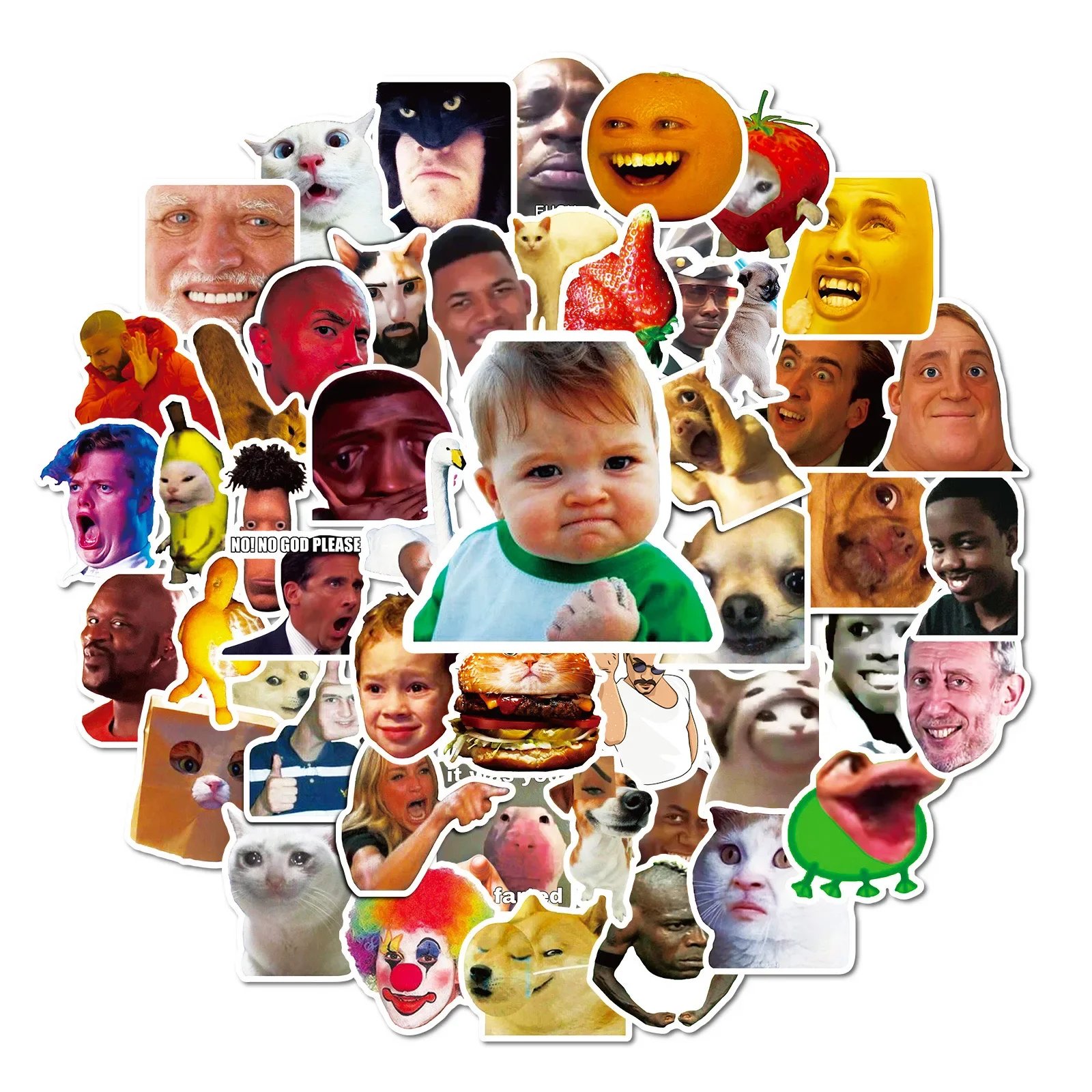 50 Pezzi Mix di Adesivi Meme con Espressioni Divertenti, Estetici, Impermeabili per Laptop, Telefono, Skateboard, Auto, Regalo per Bambini