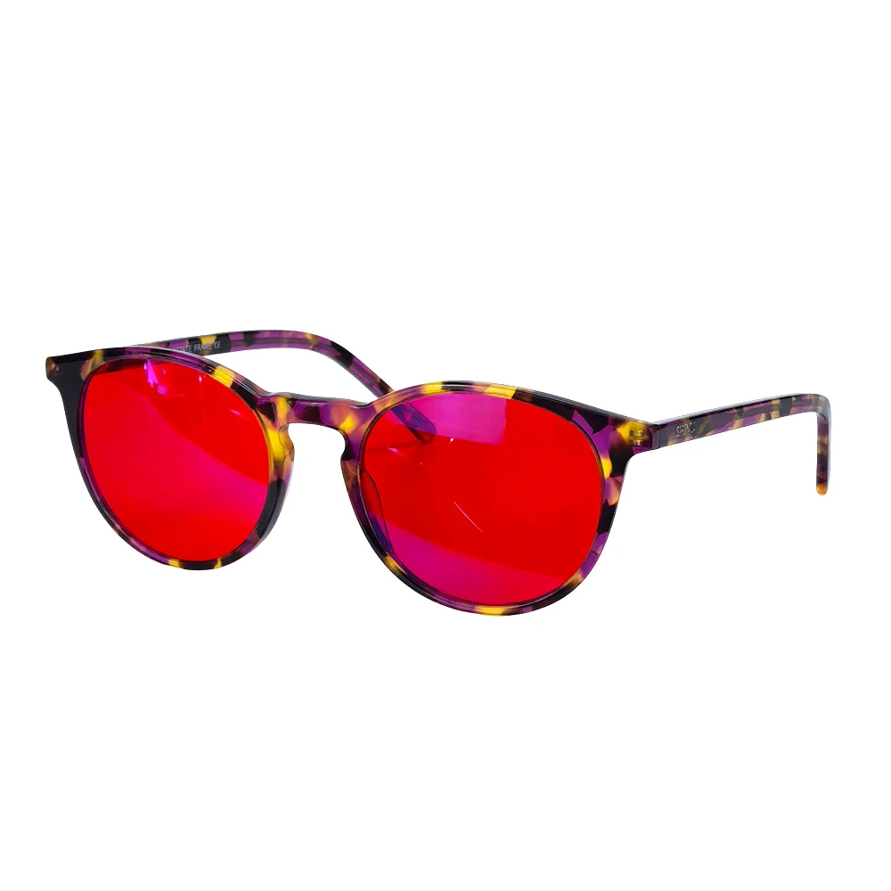 SHINU Rote Gläser Gute Schlafbrille Orange Gläser Gaming Computer Blaulichtfilter-Brille Acetat-Rahmen Brille für Frauen Image