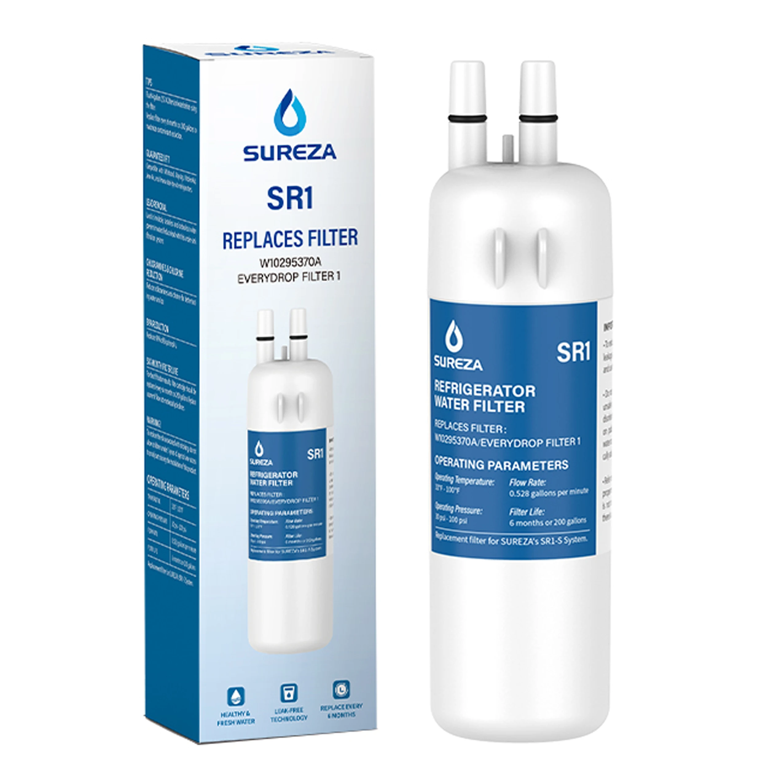 W10295370A Kühlschrank-Wasserfilter Kompatibel mit Whirlpool/Kenmore EDR1RXD1, Everydrop Filter 1, EDR1RXD1B, W10295370 Image
