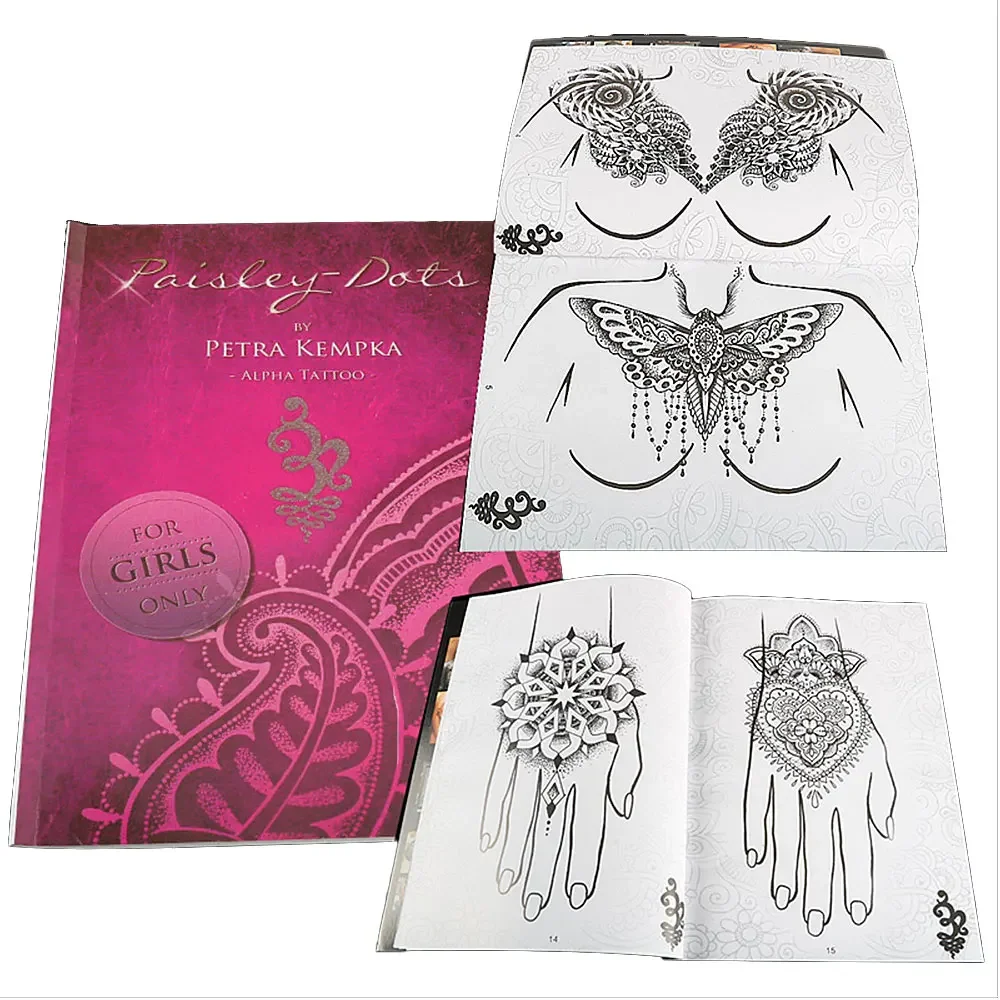 Henna-Blumen-Schmetterlings-Tattoo-Schablonen-Buch – Körperkunst-Design für Europa & Amerika, Hand, Brust, Knöchel Image