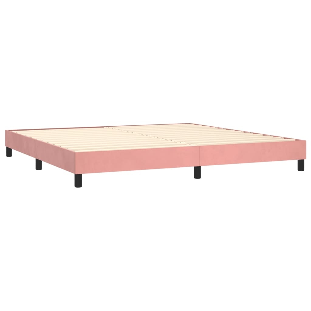 Décoshop26 - Lattenrost auf Beinen Bettgestell 200x200 cm rosa Samtstoff TDL0206952 Image