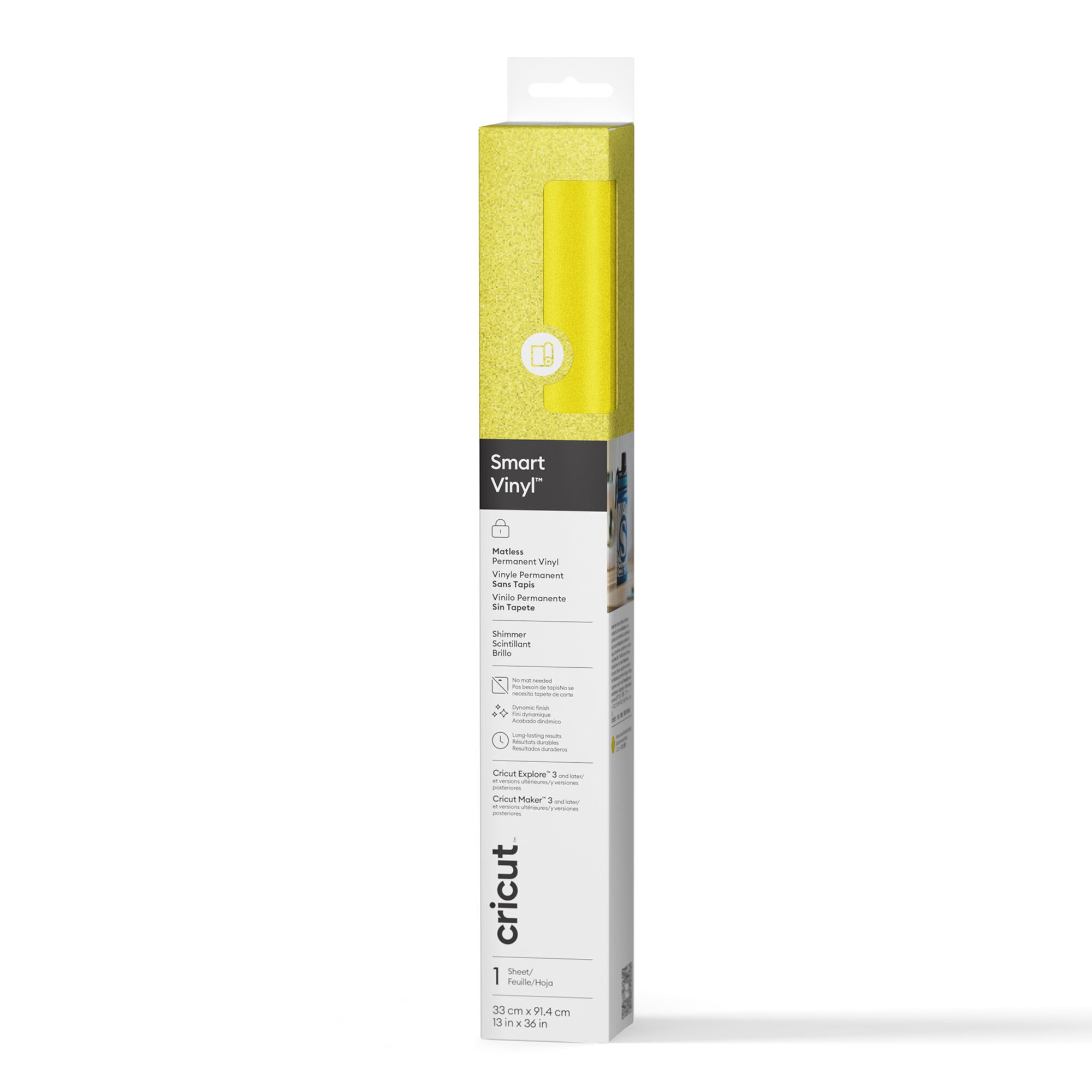 Cricut Smart Vinyl Shimmer | Permanent | 3 ft | Yellow