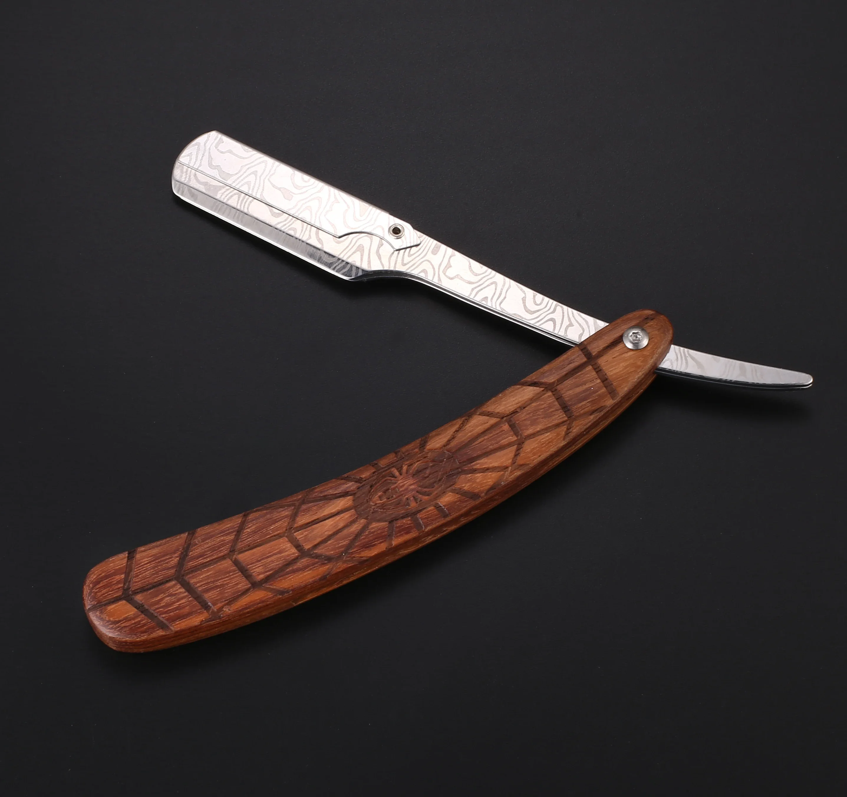 Professionelles Vintage-Rasiermesser mit Gerader Klinge aus Edelstahl und Holzgriff - Ohne Klinge Image