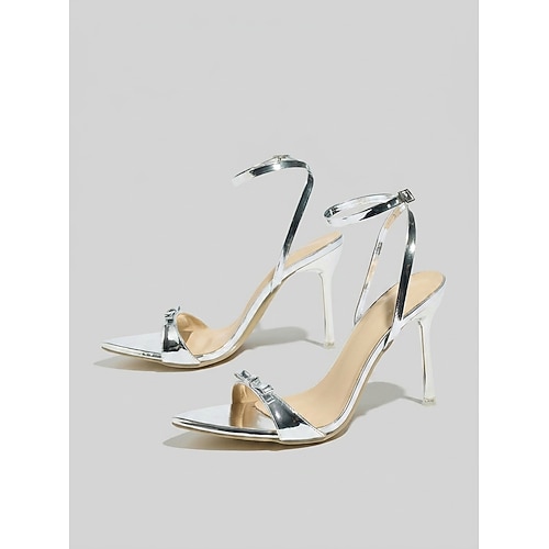 Champagnerfarbene goldene Stiletto-Sandalen für Damen: Unverzichtbare High Heels mit Schleifenakzent und Knöchelriemen für Partys und Abendveranstaltungen