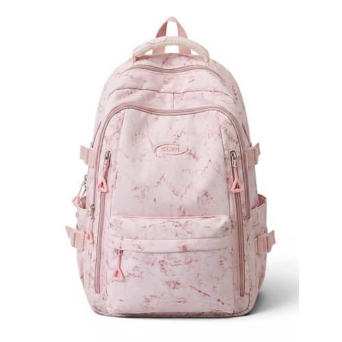 Zaino scolastico estetico per ragazze adolescenti, borsa capiente con molte tasche e stampa effetto marmo, ideale per la scuola media, le superiori, l'università, il ritorno a scuola e i viaggi.