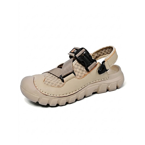 Beige Herren-Fischersandalen, leichte, verstellbare Komfortschuhe für Strandurlaub, Resortaufenthalte, Spaziergänge am Meer und sommerliche Freizeit. Image