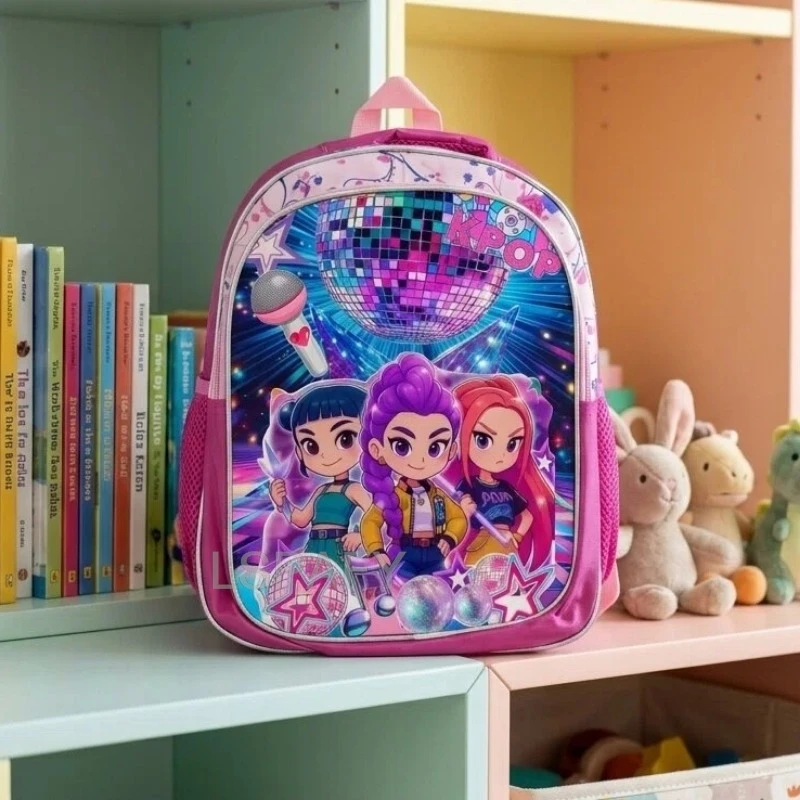 Sacs d'école KPop Demon Hunters Rumi Mira Zoey 12 pouces, sac à dos pour garçons et filles, rose doux, Mochilas, sacs d'école de dessin animé