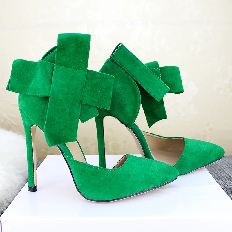 Große Schmetterling-knoten Mode Stiletto Frauen Pumpen Herbst Spitze Zehen Solide Flock Stiletto High Heels Damen Hochzeit Kleid Schuhe rot