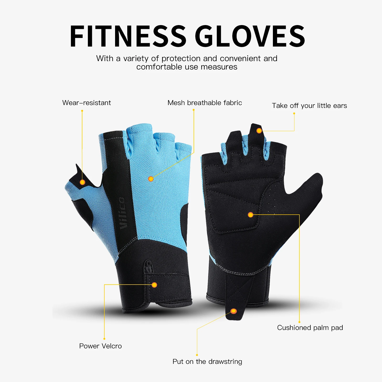 Outdoor Gym Fingerlose Handschuhe Rutschfeste Halbfinger-Handschuhe für Männer und Frauen Camping Angeln Atmungsaktive Sport Fahrrad Motorrad Handschuhe Image