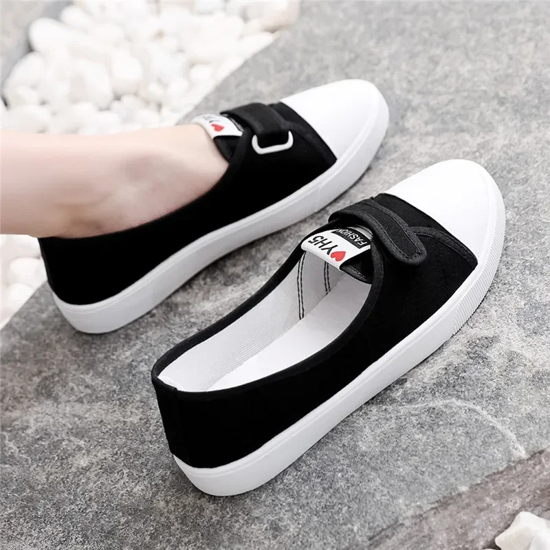 Damen-Schuhe, niedlich, süß, runde Zehenpartie, bequem, rutschfest, für Studenten, Schule, Freizeitschuhe, schwarz, Frühling, flache Schuhe, modisch, weiß, coole Schuhe, B552