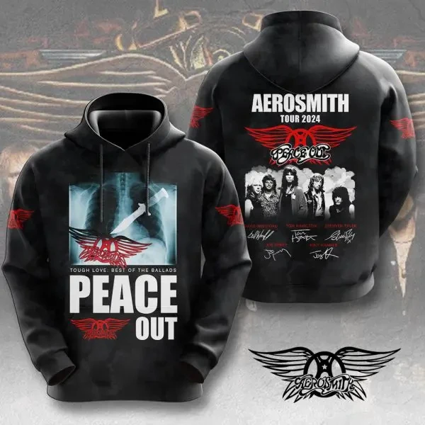 Felpa con cappuccio Aerosmith Rock Band Felpa Aerosmith Tour Felpa con cappuccio con stampa 3D Uomo Donna Moda Manica lunga Felpe con cappuccio causali Tuta da uomo