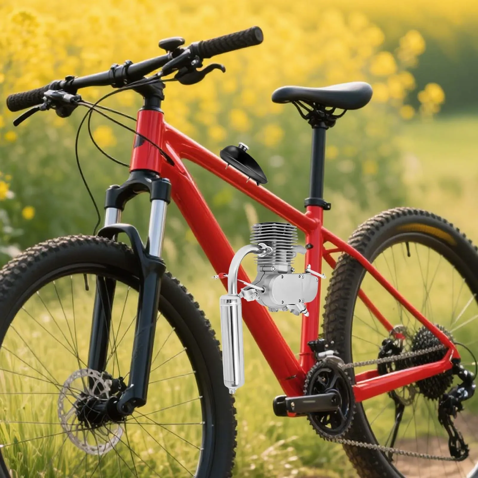 Set motore a benzina per bicicletta 100CC a 2 tempi, kit motore a benzina per bicicletta, modifica la velocità, monocilindrico a 44 denti, raffreddamento ad aria