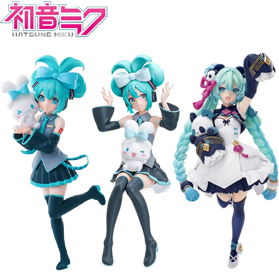 3 Arten Hatsune Miku Desktop Niedliche Actionfigur Cinnamoroll Anime-Figur Kawaii Moderner Chinesischer Stil Panda-Mädchen Modell Spielzeug Geschenk Image
