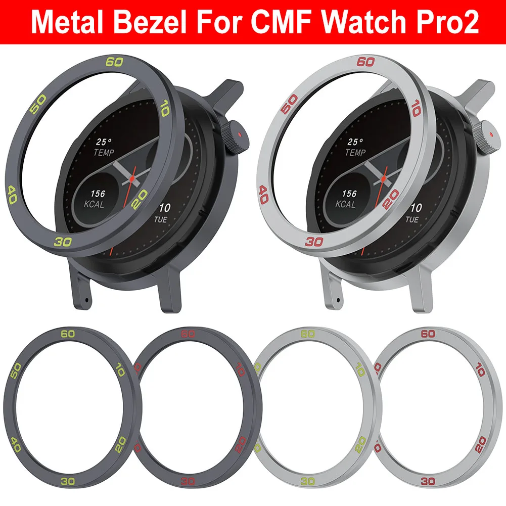 Metall-Lünettenring Ersatzgehäuse für CMF by Nothing Watch Pro 2 Abdeckring Gehärtetes Glas Schutzfolie Metall-Uhrenlünette Image