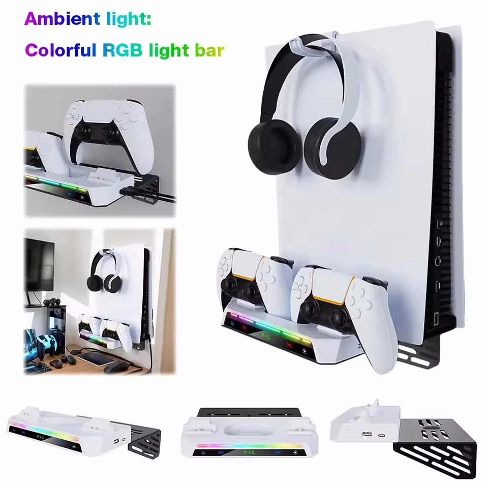 For Sony PS5 Console Playstation PS 5 Slim Pro Wall Mount Stand Support Base Controller Charger Control Charging Play Station