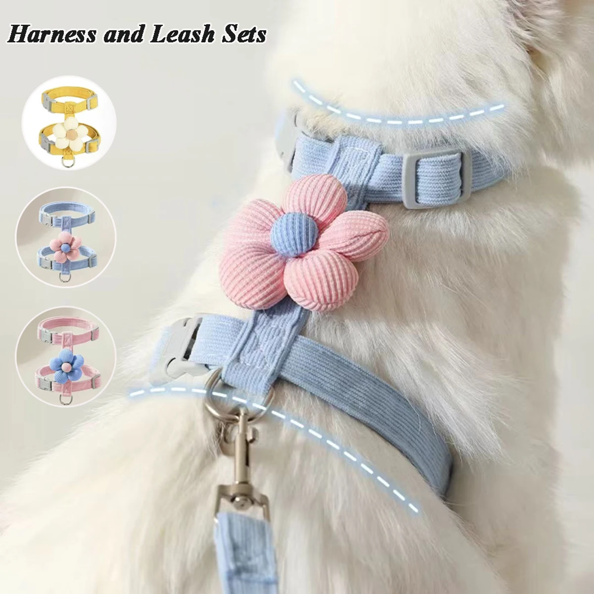 Set di Imbracatura e Guinzaglio per Gatti, Imbracatura Regolabile per Cani Piccoli, Guinzaglio Traspirante per Animali Domestici, Cinghia per Passeggiate con Cani