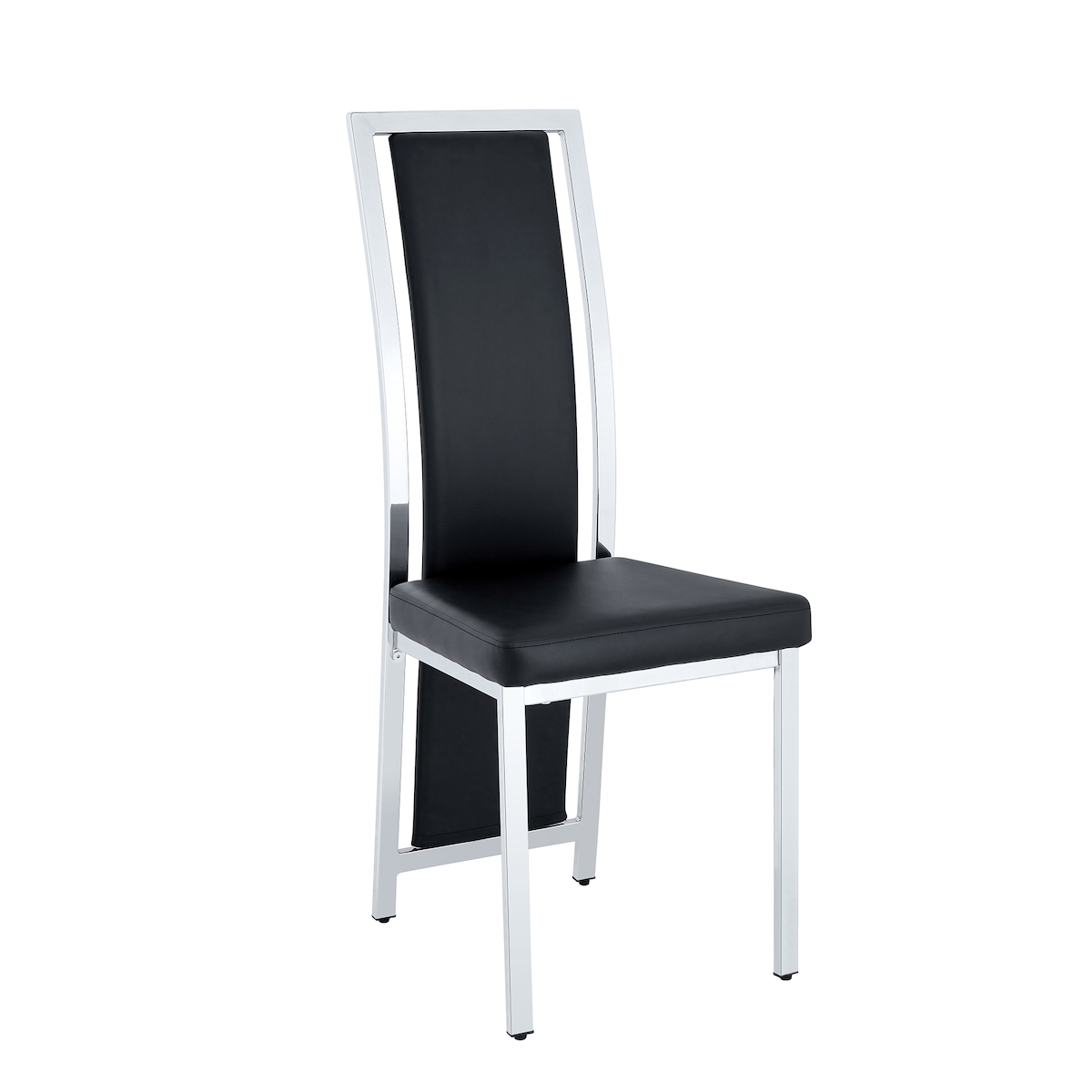 STILVORA Esszimmerstühle 4er-Set Metall & PU-Leder Schwarz/Silber 109 cm hoch Image